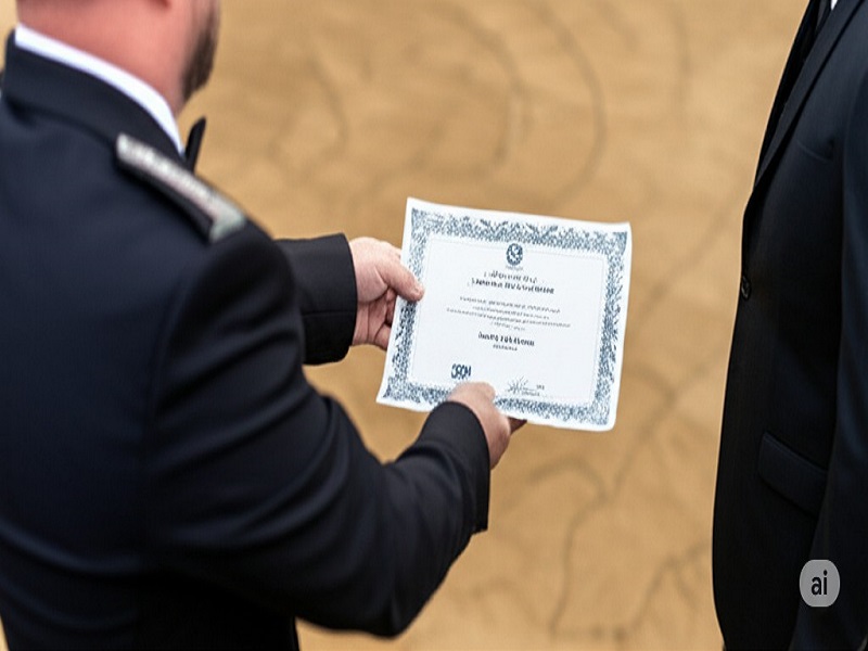 A training certificate being awarded